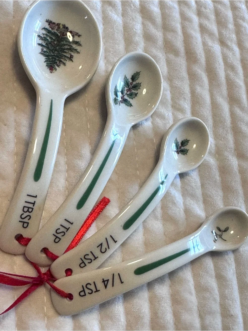 Spode Christmas Tree Ceramic Measuring Spoon Set | Original Box